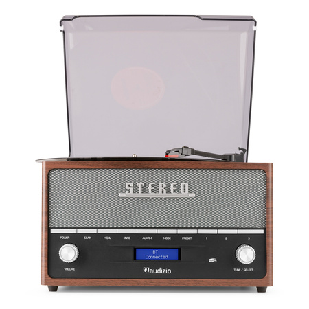 Gramofon Frisco Audizio z radiem DAB+ retro brązowy+ winyl gratis