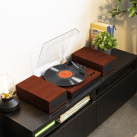 Gramofon RP165C Fenton głośniki BT brązowy+ winyl