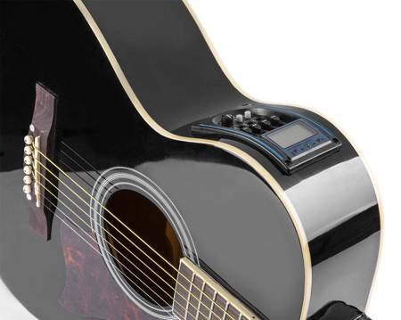 Elektroakustyczna gitara w kolorze czarnym w zestawie z akcesoriami