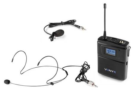 Mikrofon nagłowny lavalier + bodypack Vonyx WM60B